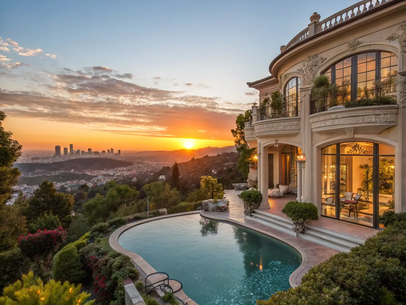 A drone shot of a completed tile roof on a luxury villa, showcasing its elegant design and weather resistance.