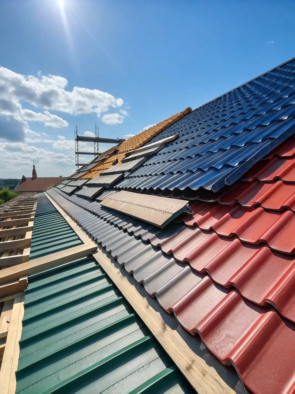 A photograph of a roof covered in classic three-tab shingles, highlighting their uniform appearance and clean lines, installed on a commercial building by Progressive Roofing Services.